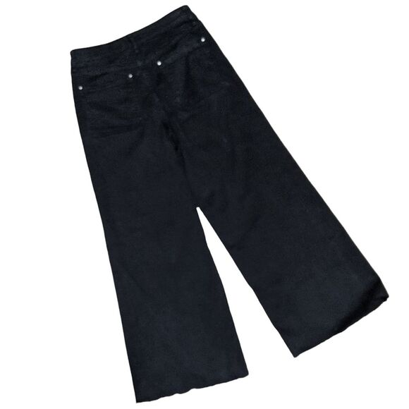 Maeve Anthropologie High waisted Wide-Leg Flare Pants black zip FLAW 28 - Picture 2 of 12